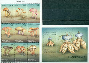 ЦАР, 1999, Грибы, лист, блок